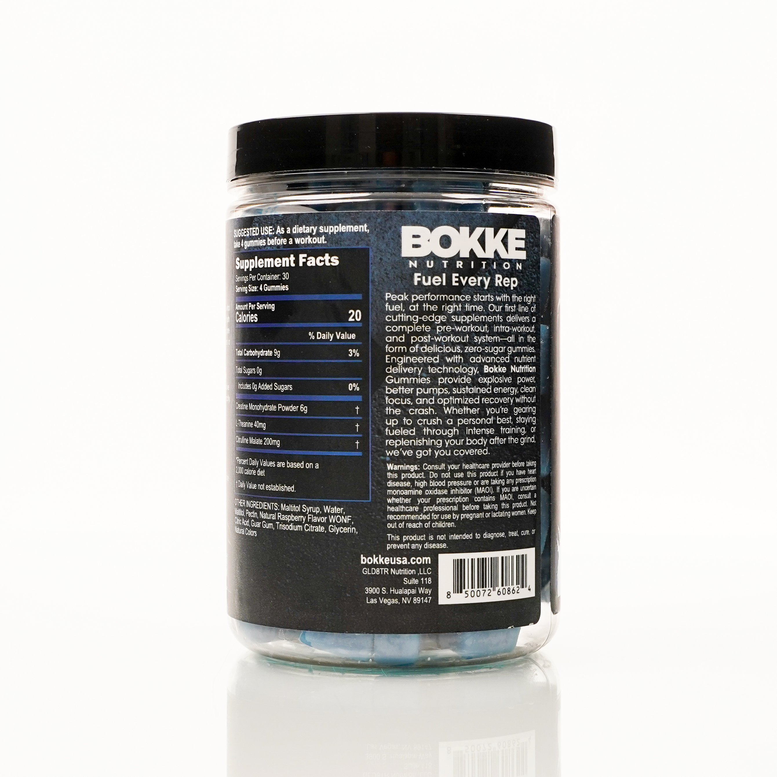 Creatine Monohydrate Pre-Workout Gummies — BlueRazz Rush (120 ct / 30 servings)
