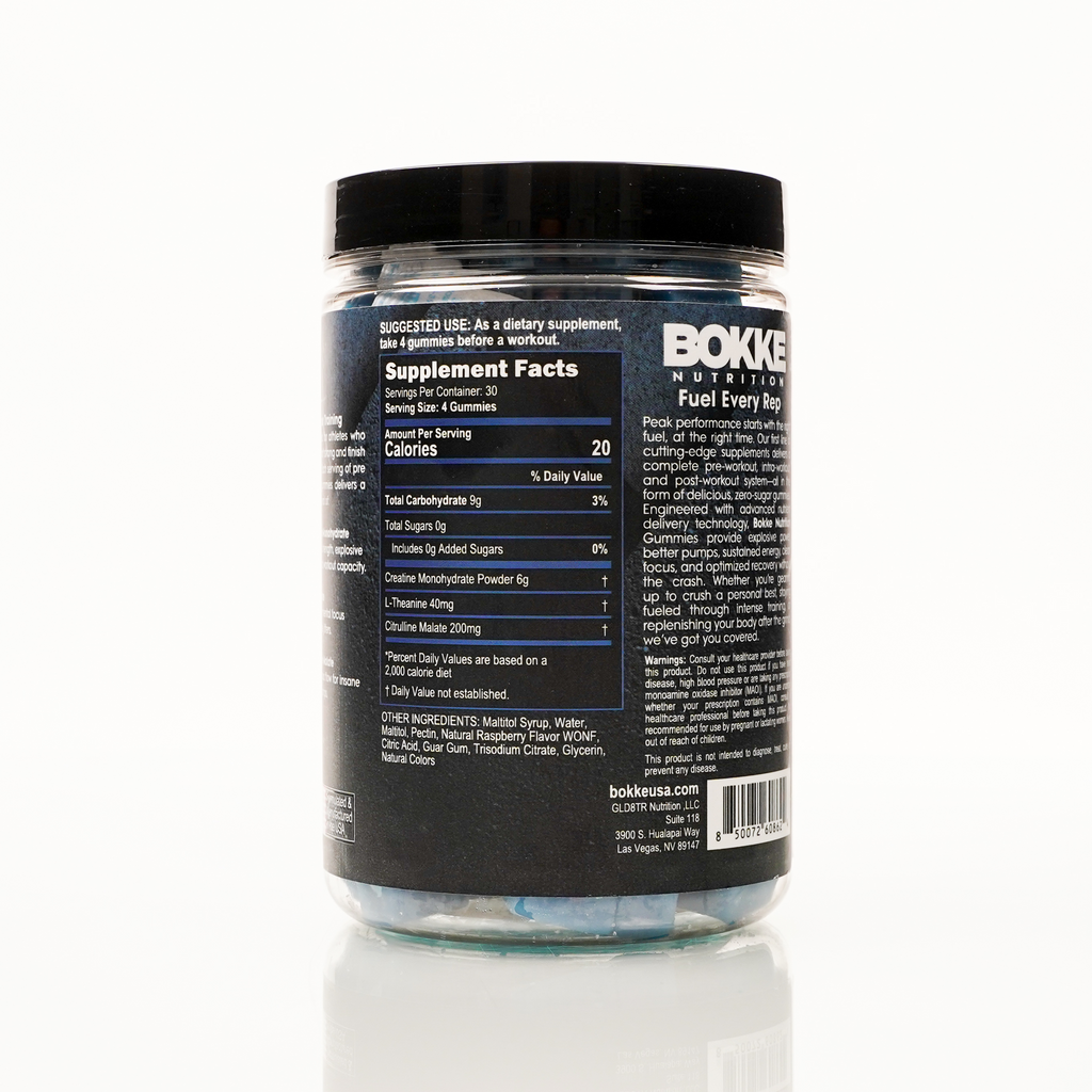 Creatine Monohydrate Pre-Workout Gummies — BlueRazz Rush (120 ct / 30 servings)