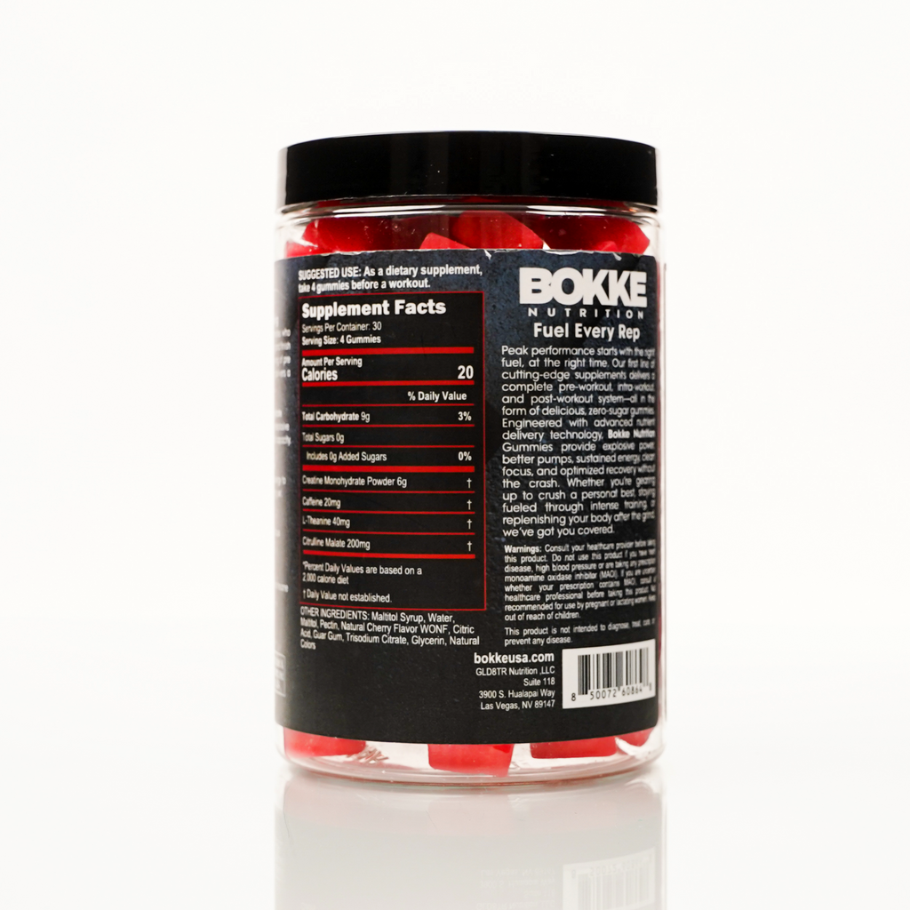 Creatine Monohydrate Pre-Workout Gummies — Cherry Bomb (120 ct / 30 servings)